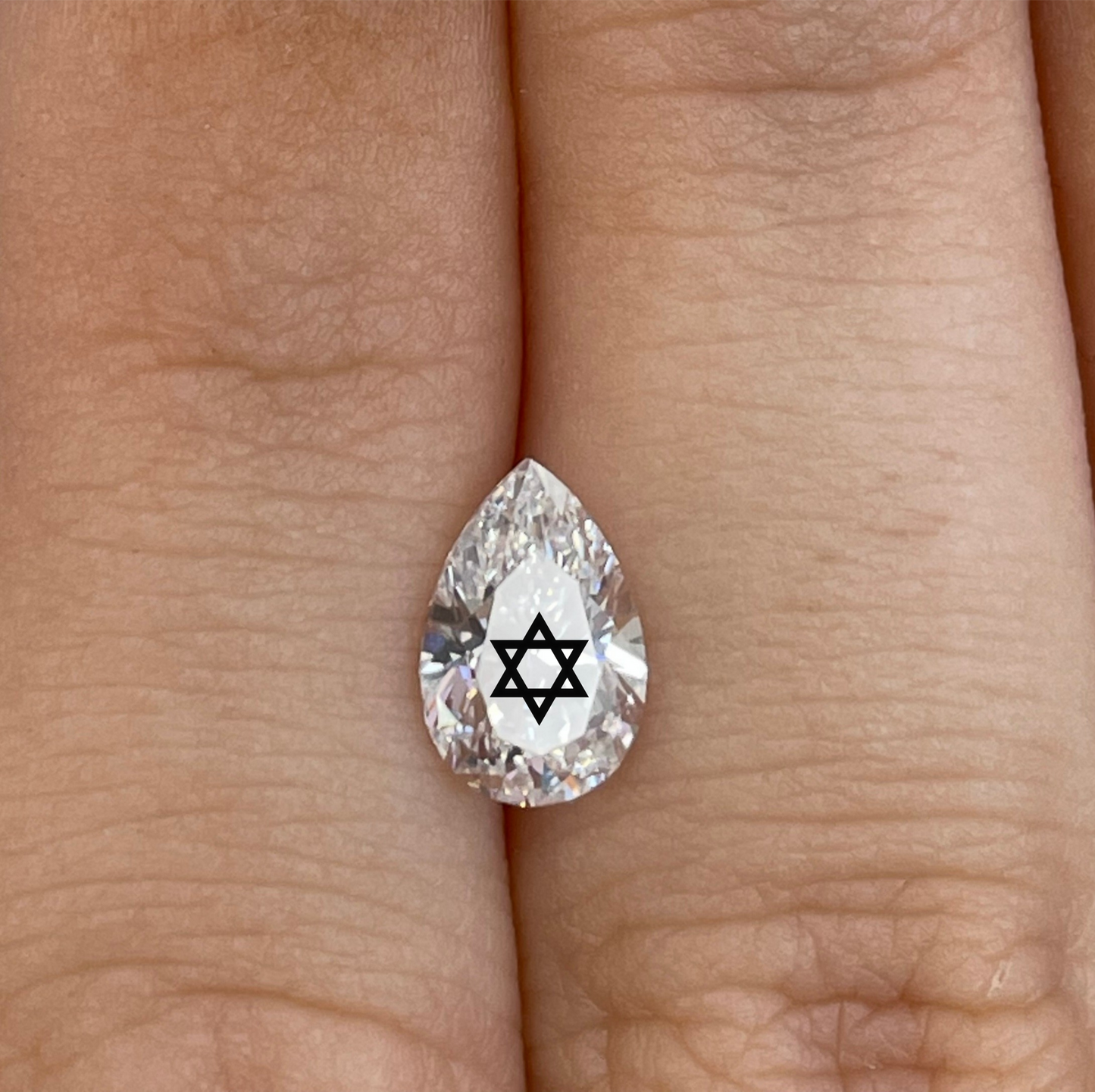 טבעת כסף מוסונייט טיפה חריטה מגן דוד
