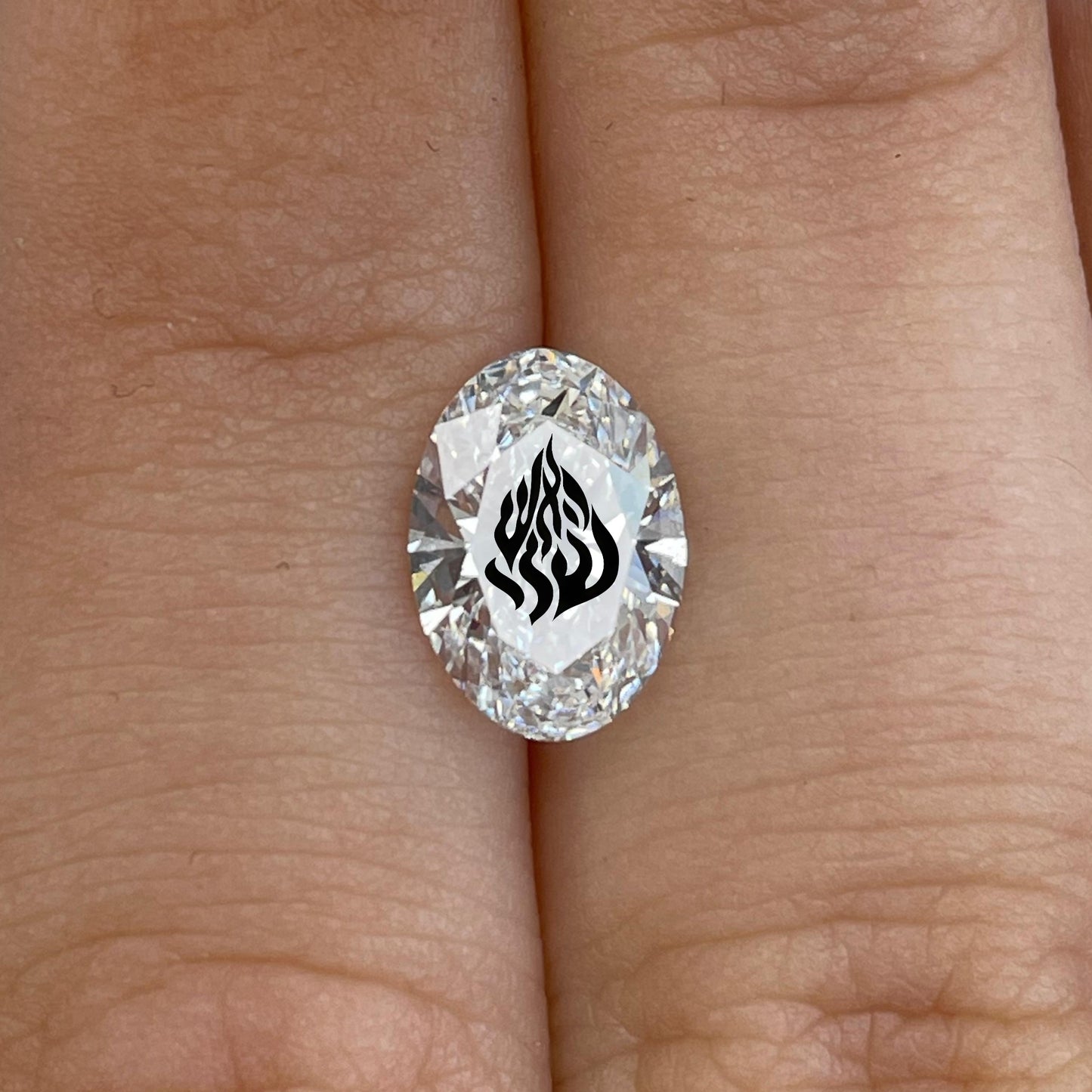 שרשרת אבן מוסונייט אובל מרחף חריטה האש שלי - זהב 14 קראט צהוב/לבן/רוז גולד