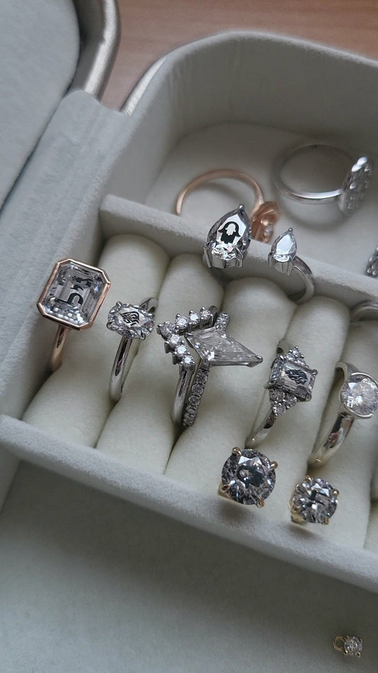 Laser Engraved Lab Grown Diamond and Moissanite