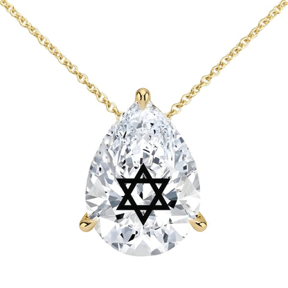שרשרת יהלום מעבדה טיפה מרחפת חריטה מגן דוד