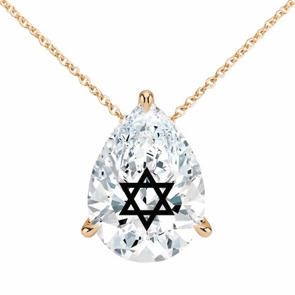 שרשרת יהלום מעבדה טיפה מרחפת חריטה מגן דוד