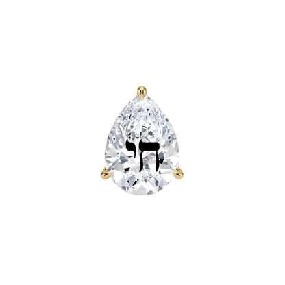 עגיל יהלום מעבדה טיפה עם חריטת לייזר חי – זהב 14 קראט לבן/צהוב/רוז גולד – עגיל ייחודי עם מסר רוחני