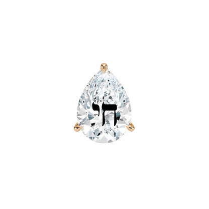 עגיל יהלום מעבדה טיפה עם חריטת לייזר חי – זהב 14 קראט לבן/צהוב/רוז גולד – עגיל ייחודי עם מסר רוחני