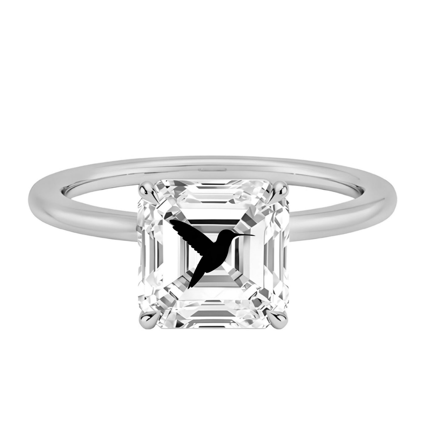 טבעת אבן מוסונייט אשר עם חריטת לייזר יונק דבש - זהב 14 קראט צהוב/לבן/רוז גולד