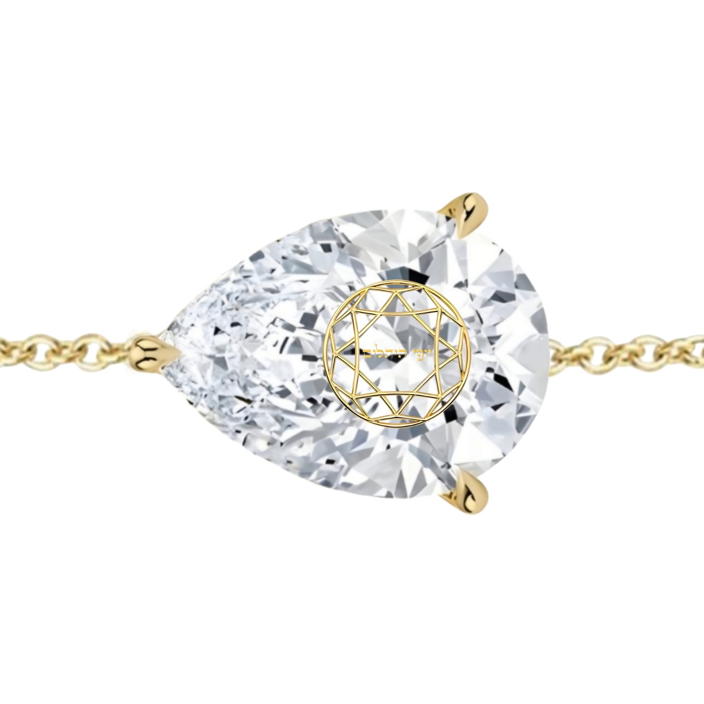 צמיד יהלום מעבדה טיפה מרחפת חריטה בעיצוב אישי - זהב 14 קראט צהוב/לבן/רוז גולד