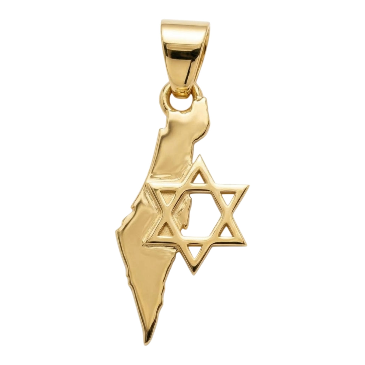 תליון מפת ארץ ישראל בשילוב חצי מגן דוד קטן זהב 14 קראט צהוב/לבן/רוז גולד - עיצוב מיוחד