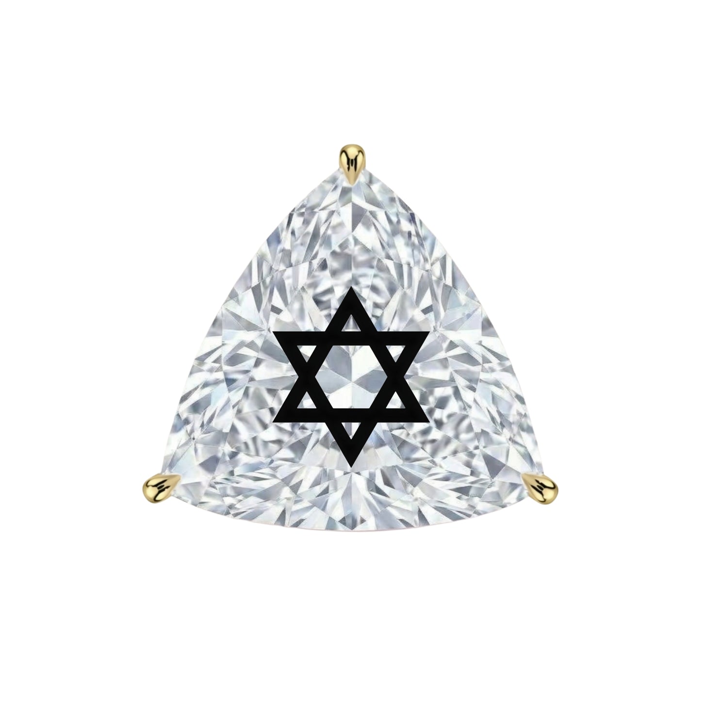 עגיל אבן מוסונייט משולש עם חריטת לייזר מגן דוד – זהב 14 קראט צהוב/לבן/רוז גולד