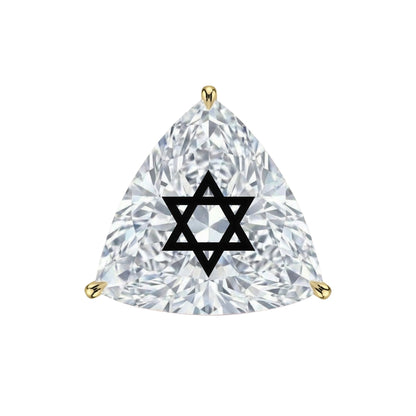 עגיל אבן מוסונייט משולש עם חריטת לייזר מגן דוד – זהב 14 קראט צהוב/לבן/רוז גולד
