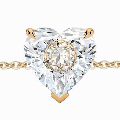 צמיד יהלום מעבדה לב מרחף חריטה בעיצוב אישי - זהב 14 קראט צהוב/לבן/רוז גולד