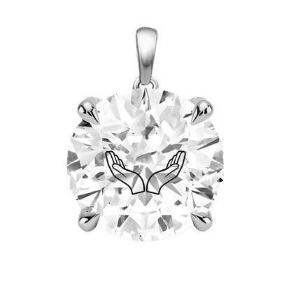 תליון יהלום מעבדה עיגול עם חריטת לייזר פתח את ידיך - זהב 14 קראט צהוב/לבן/רוז גולד