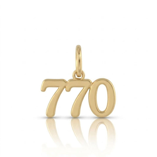תליון מספר 770 בעיצוב אישי זהב 14 קראט צהוב/לבן/רוז גולד