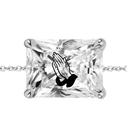 צמיד יהלום מעבדה רדיאן מרחפת עם חריטת לייזר ידיים מתפללות – זהב 14 קראט צהוב/לבן/רוז גולד