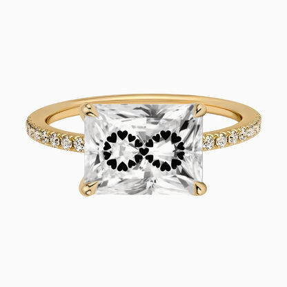 Laser Engrave On Lab Grown Diamond Radiant Ring Infinity Engraved Diamond 14K Gold