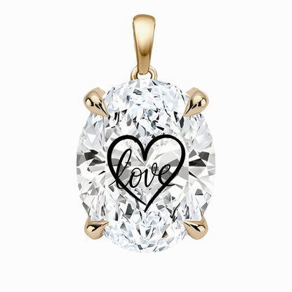 Lab Grown Diamond Oval Pendant With Love Laser Engraved On The Diamond