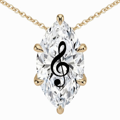 Lab Grown Diamond Marquise Necklace With Music Laser Engraved On The Diamond