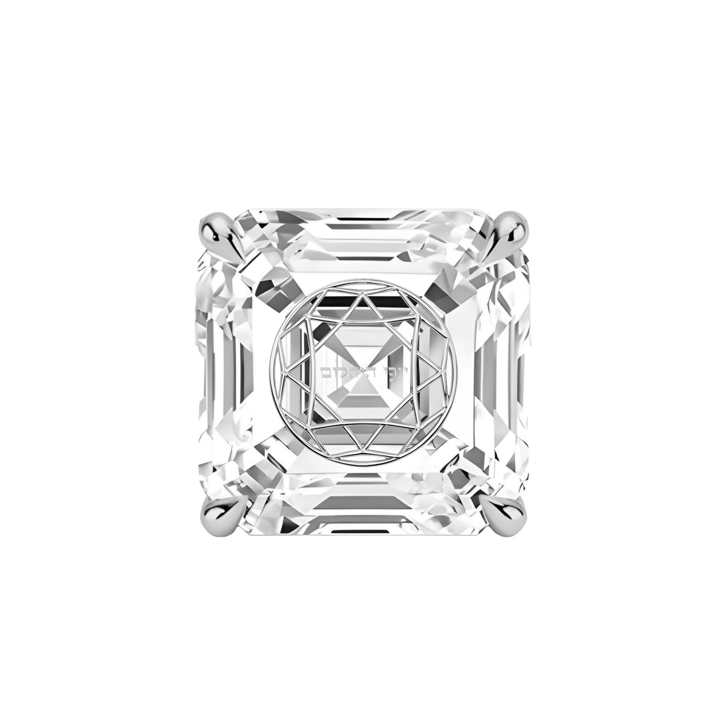 עגיל יהלום מעבדה אשר עם חריטת לייזר בעיצוב אישי – זהב 14 קראט צהוב/לבן/רוז גולד – עגיל ייחודי