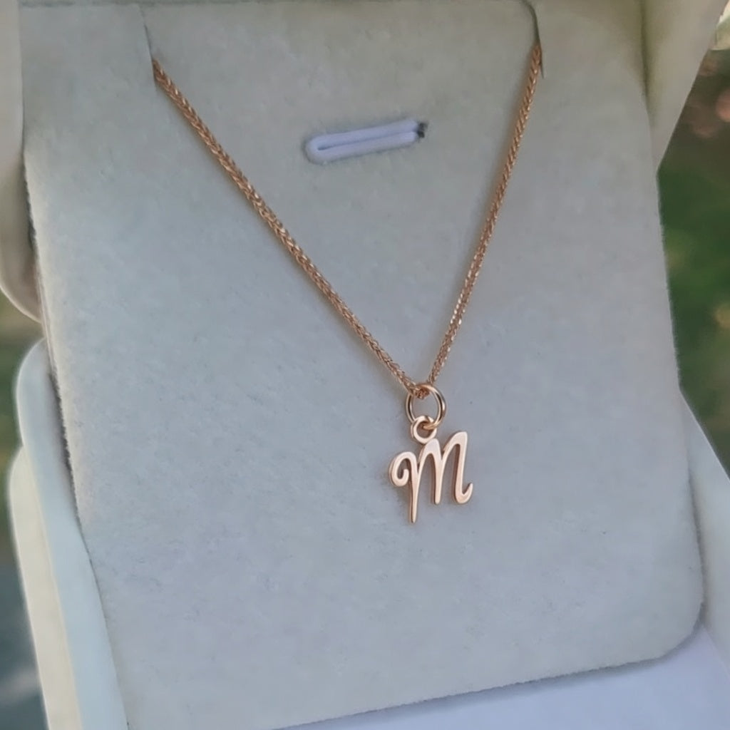 Letter Pendant Custom Design With Necklace 14K Yellow/White/Rose Gold