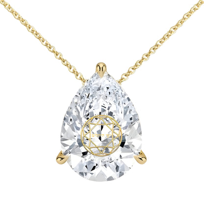 שרשרת יהלום מעבדה טיפה מרחפת עם חריטת לייזר בעיצוב אישי - זהב 14 קראט צהוב/לבן/רוז גולד