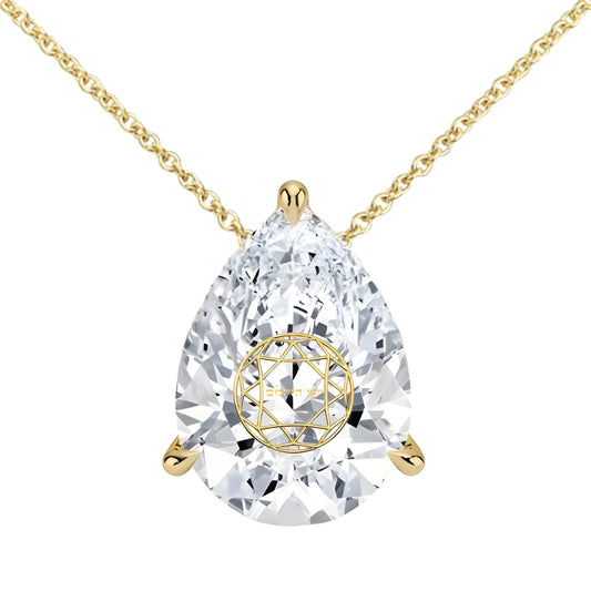 שרשרת יהלום מעבדה טיפה מרחפת עם חריטת לייזר בעיצוב אישי - זהב 14 קראט צהוב/לבן/רוז גולד