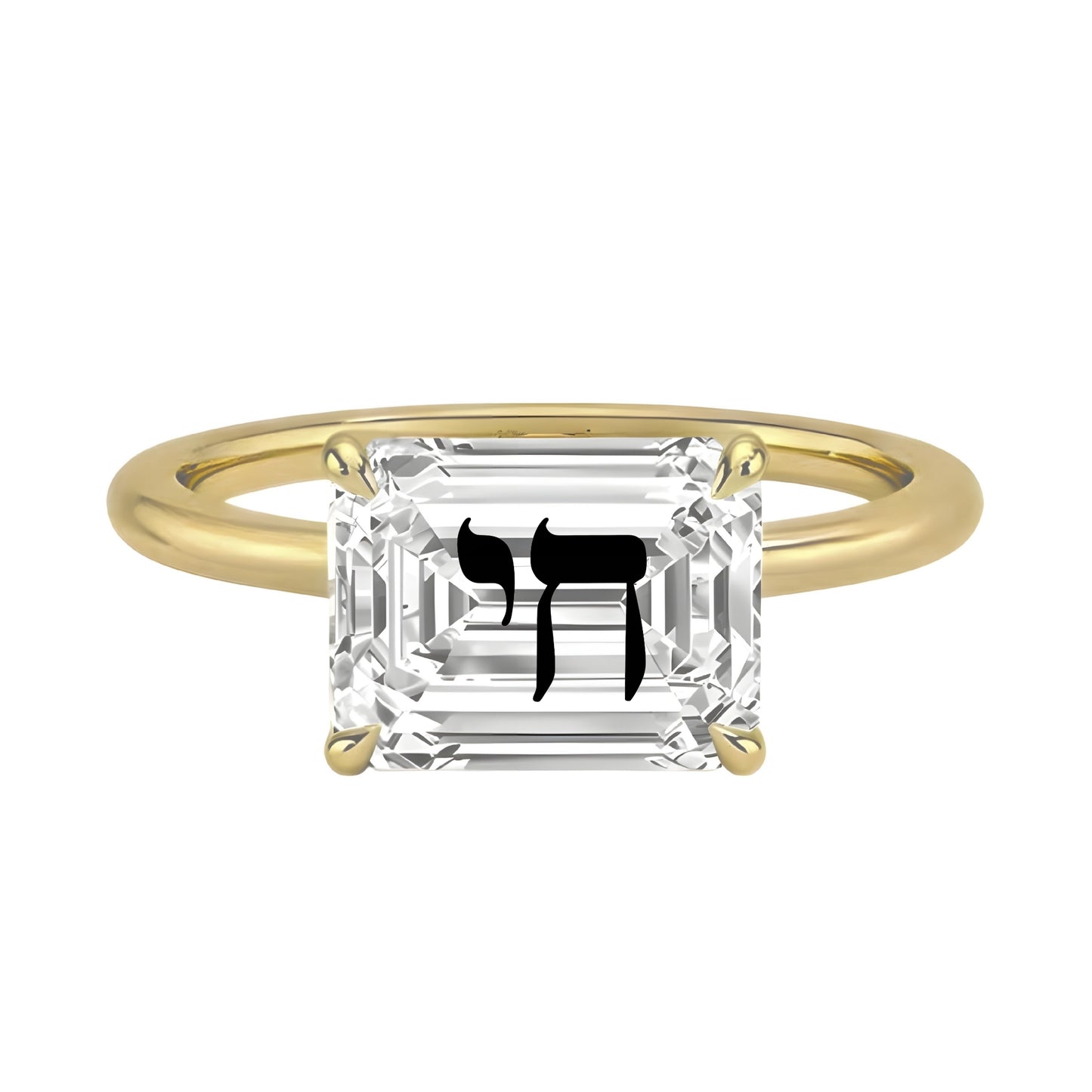 טבעת יהלום מעבדה אמרלד חריטה חי