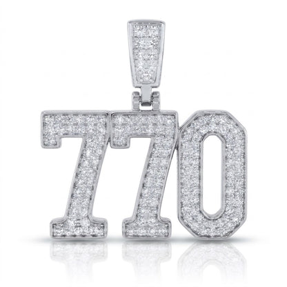 תליון גדול מספר 770 הרבי מלובביץ יהלומי מעבדה זהב 14 קראט צהוב/לבן/רוז גולד - עיצוב מיוחד