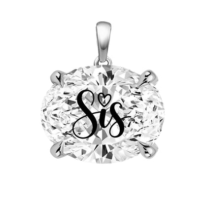 תליון יהלום מעבדה אובל עם חריטת לייזר SIS - זהב 14 קראט צהוב/לבן/רוז גולד