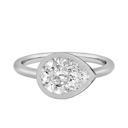 טבעת חותם יהלום מעבדה טיפה חריטה בעיצוב אישי - זהב 14 קראט צהוב/לבן/רוז גולד