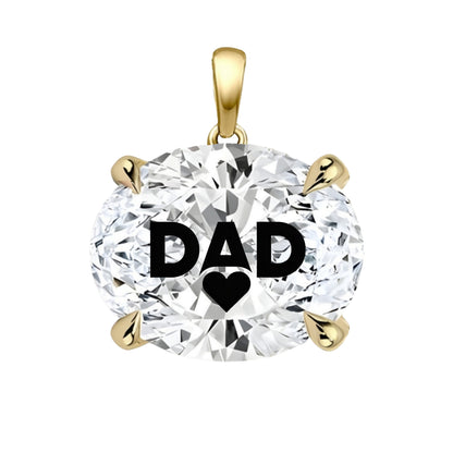 Lab Grown Diamond Oval Pendant With DAD Laser Engraved On The Diamond 14K Gold