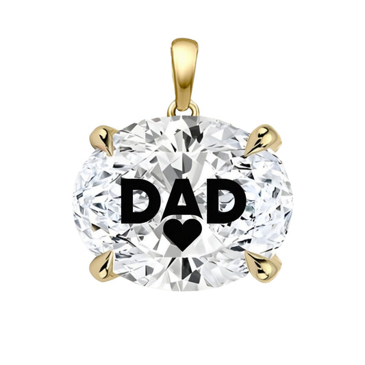 Lab Grown Diamond Oval Pendant With DAD Laser Engraved On The Diamond 14K Gold