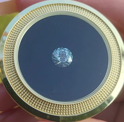 Laser Engrave On Moissanite Round Hamsa Engraved