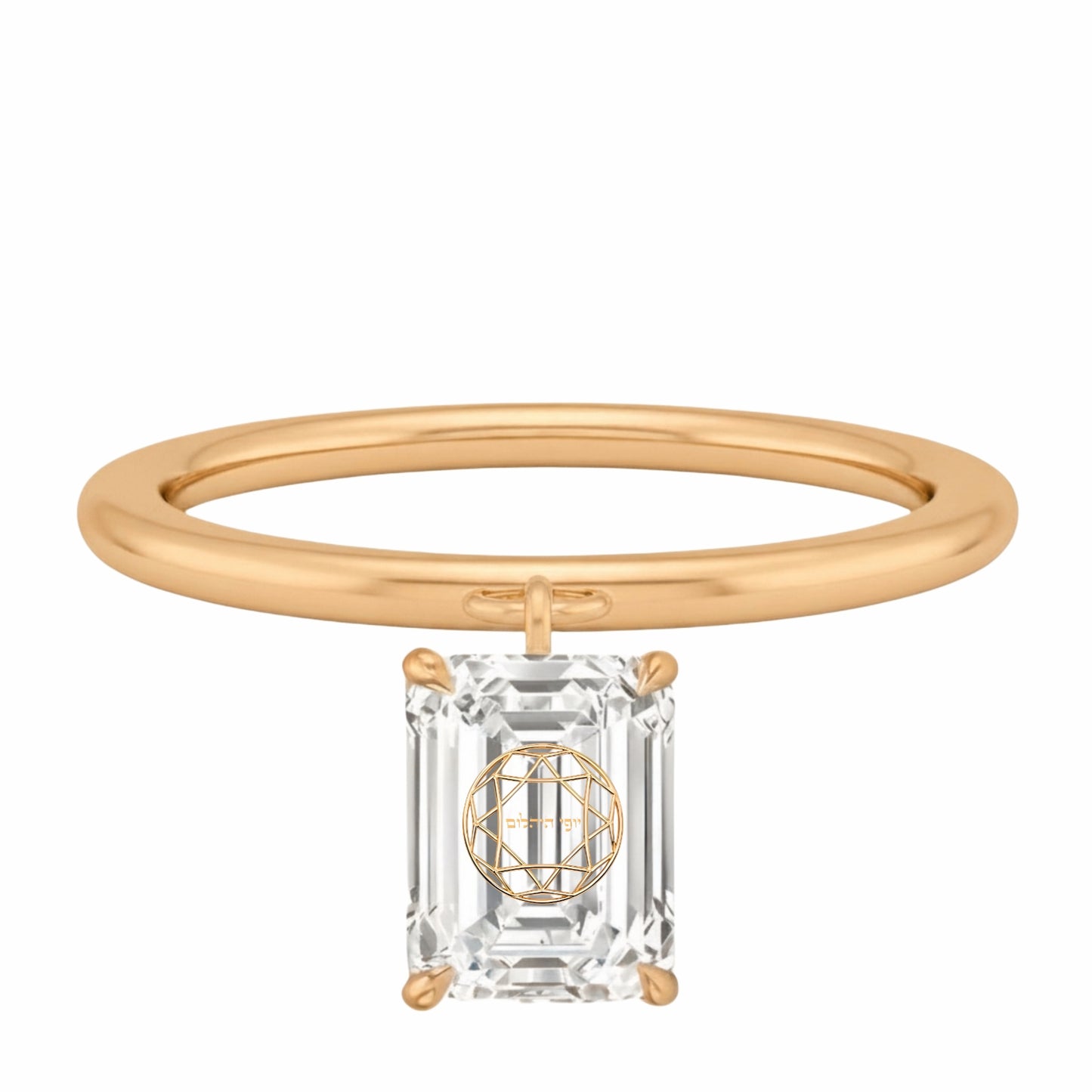 Laser Engrave On Lab Grown Diamond Emerald Floating Pendant Custom Engrave 14K Yellow/White/Rose Gold