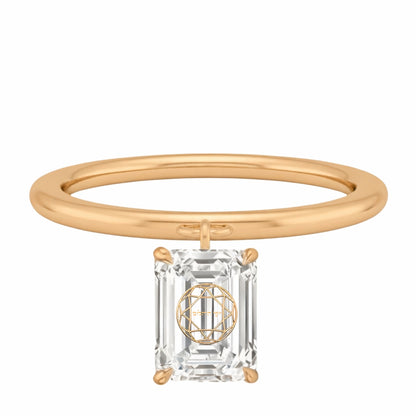 Laser Engrave On Lab Grown Diamond Emerald Floating Pendant Custom Engrave 14K Yellow/White/Rose Gold