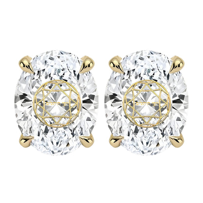 Laser Engrave Onto A Center Of Lab Grown Diamonds Oval Earring Personalized Engraved 14K Gold