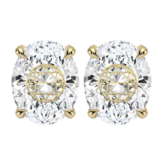 Laser Engrave Onto A Center Of Lab Grown Diamonds Oval Earring Personalized Engraved 14K Gold
