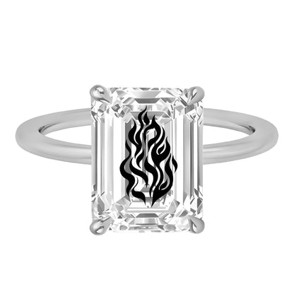 טבעת אבן מוסונייט רדיאן עם חריטת לייזר שמע ישראל - זהב 14 קראט צהוב/לבן/רוז גולד