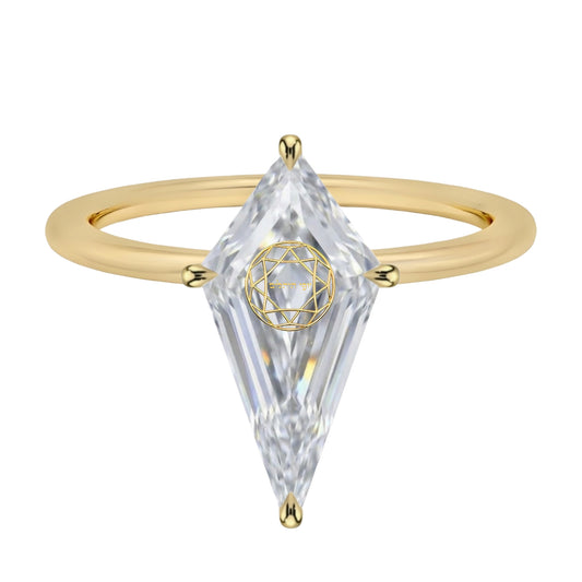 Lab Grown Diamond 1 ct Kite Cut Engagement Ring 14K Gold Yellow/White/Rose