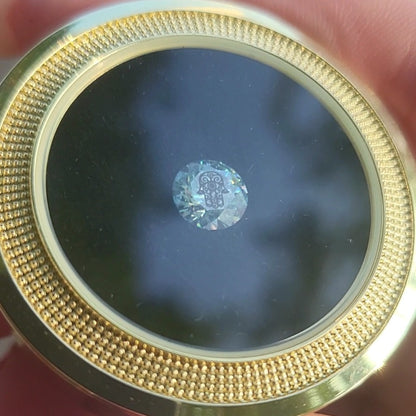 Laser Engrave On Moissanite Round Hamsa Engraved