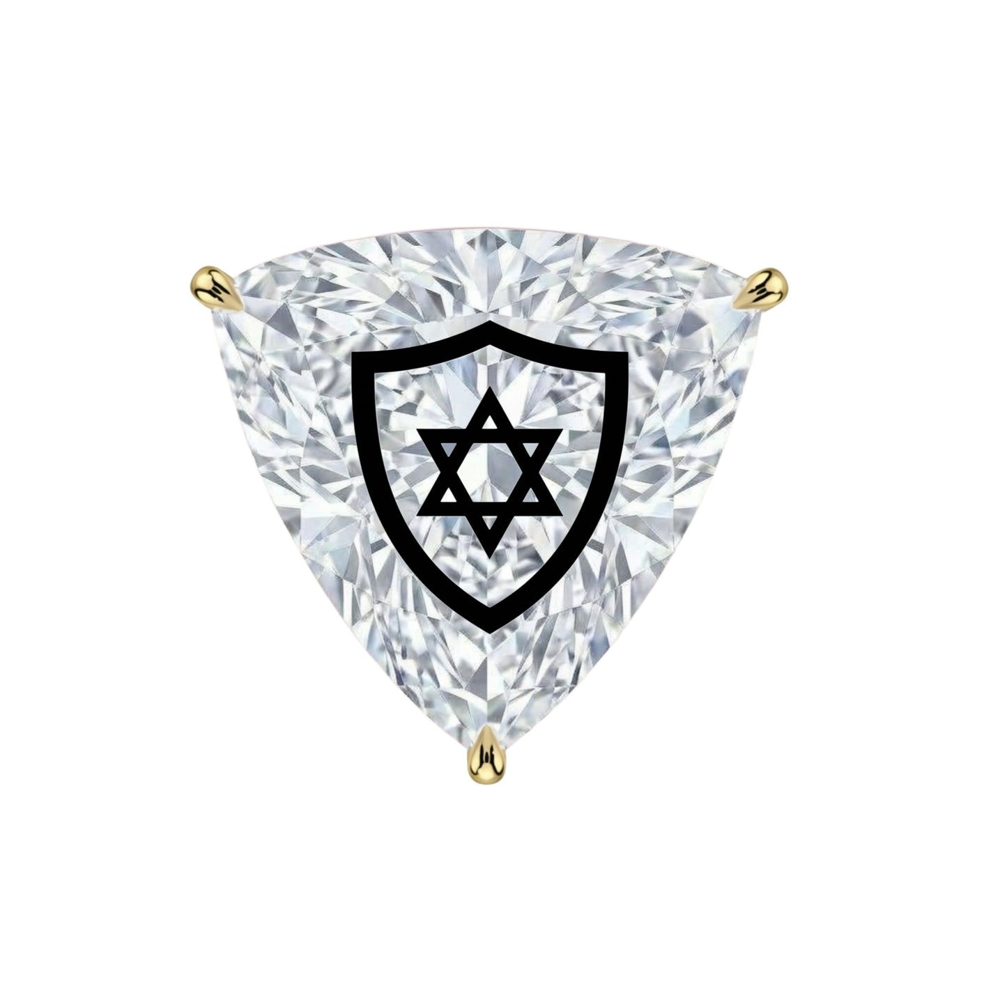 עגיל אבן מוסונייט משולש עם חריטת לייזר מגן דוד – זהב 14 קראט צהוב/לבן/רוז גולד