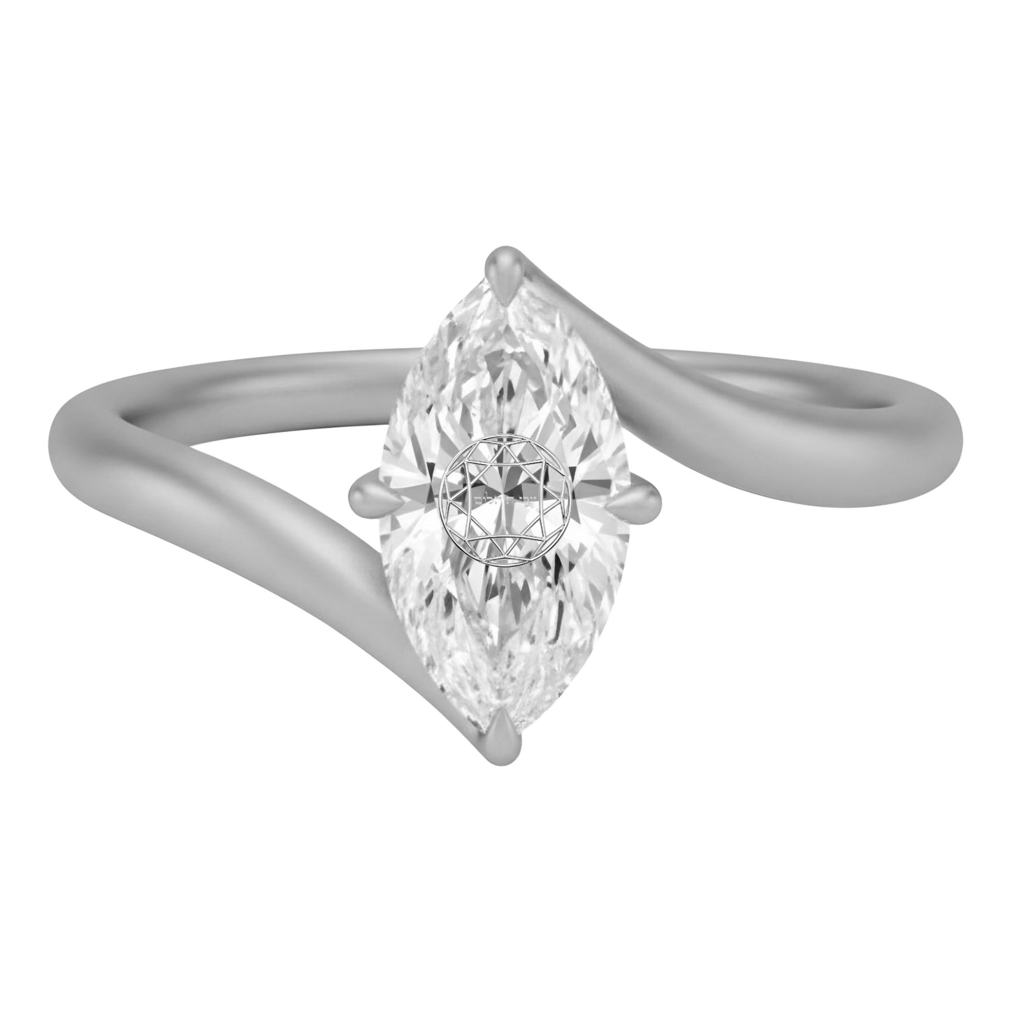 טבעת טוויסט אבן מוסונייט מרקיזה עם חריטת לייזר בעיצוב אישי – זהב 14 קראט לבן/צהוב/רוז גולד