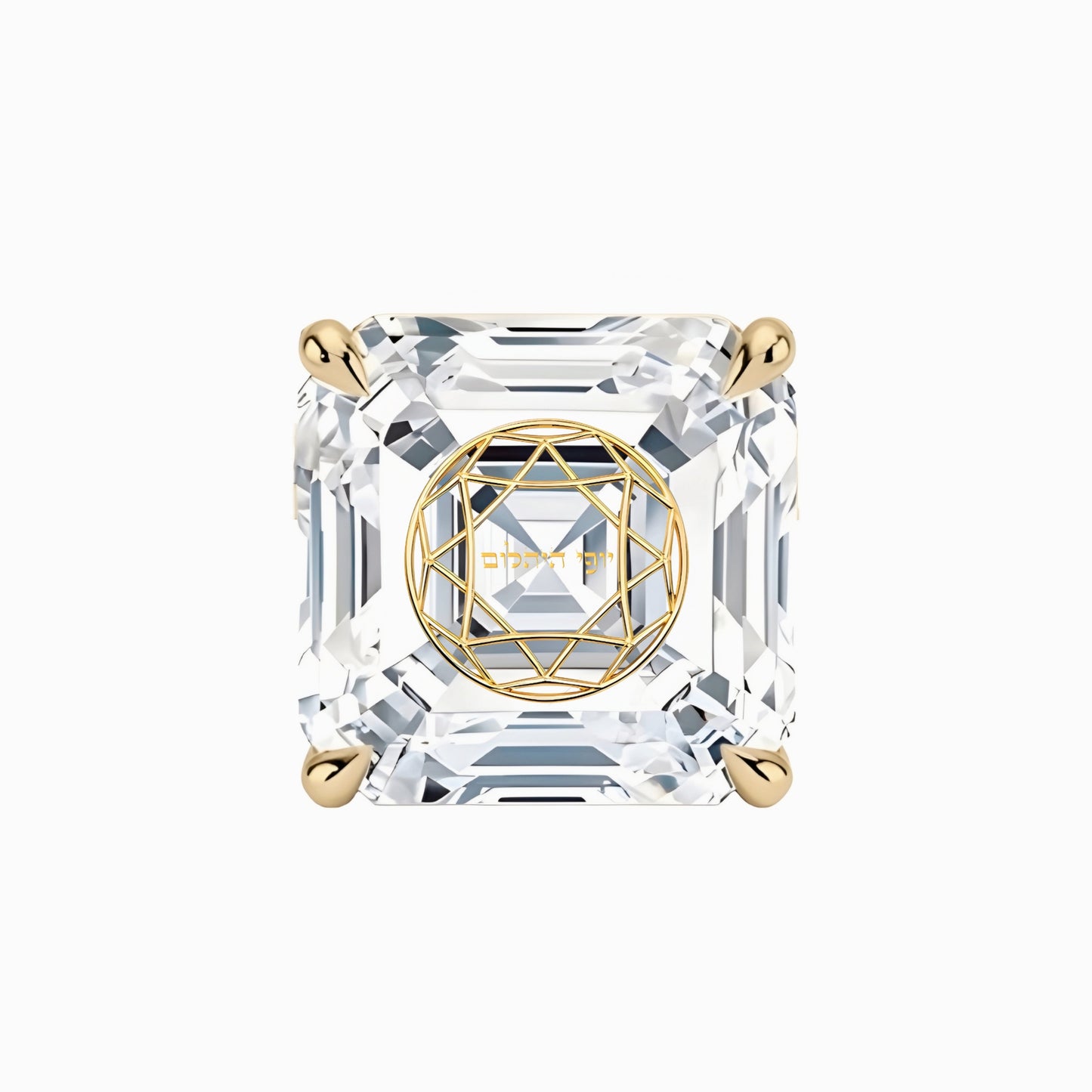 עגיל יהלום מעבדה אשר עם חריטת לייזר בעיצוב אישי – זהב 14 קראט צהוב/לבן/רוז גולד – עגיל ייחודי