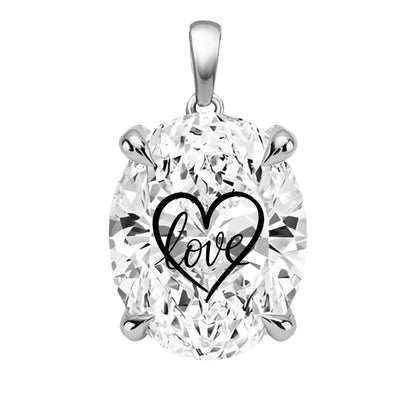 Lab Grown Diamond Oval Pendant With Love Laser Engraved On The Diamond
