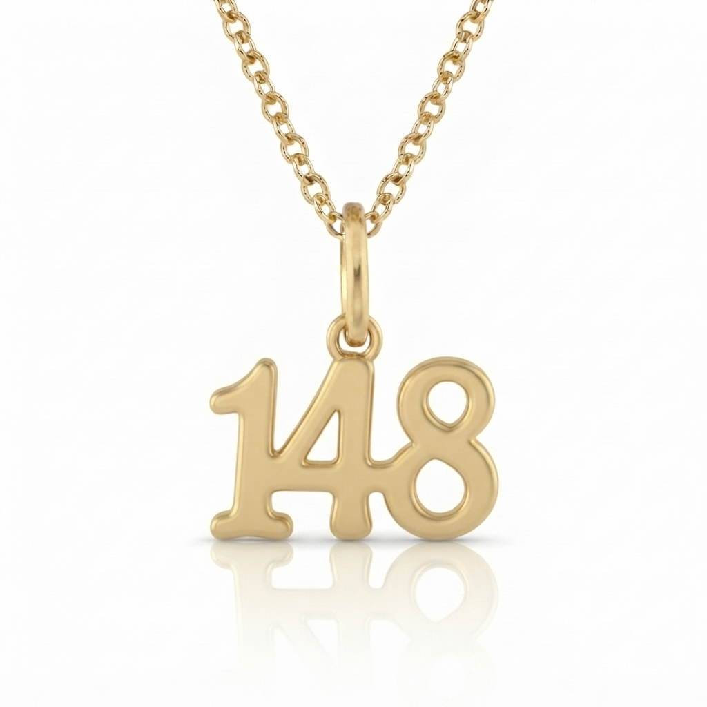 שרשרת תליון מספר 148 בעיצוב אישי זהב 14 קראט צהוב/לבן/רוז גולד