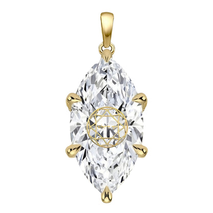 תליון יהלום מעבדה מרקיזה עם חריטת לייזר בעיצוב אישי - זהב 14 קראט צהוב/לבן/רוז גולד