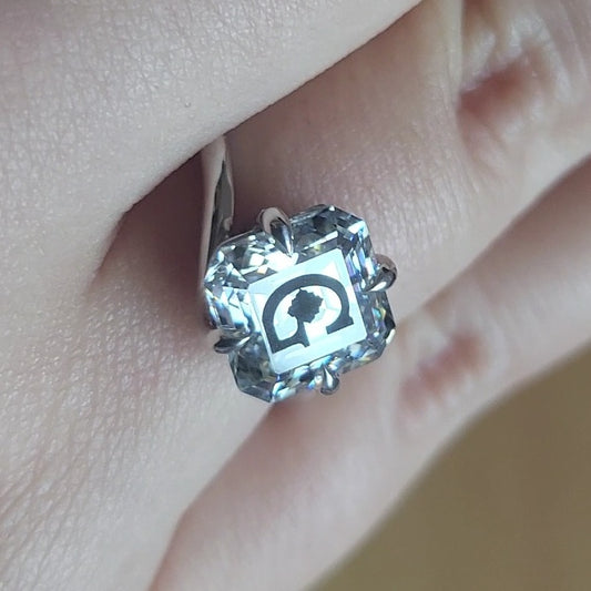 טבעת טוויסט יהלום מעבדה אשר חריטה לוגו בעיצוב אישי - זהב 14 קראט צהוב/לבן/רוז גולד