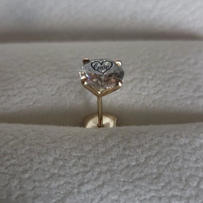 זוג עגילי מרטיני יהלום מעבדה עגול עם חריטת לייזר לב Love - זהב 14 קראט צהוב/לבן/רוז גולד