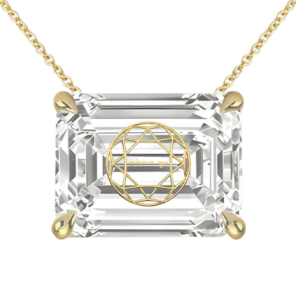 שרשרת יהלום מעבדה אמרלד מרחף עם חריטת לייזר בעיצוב אישי - זהב 14 קראט צהוב/לבן/רוז גולד