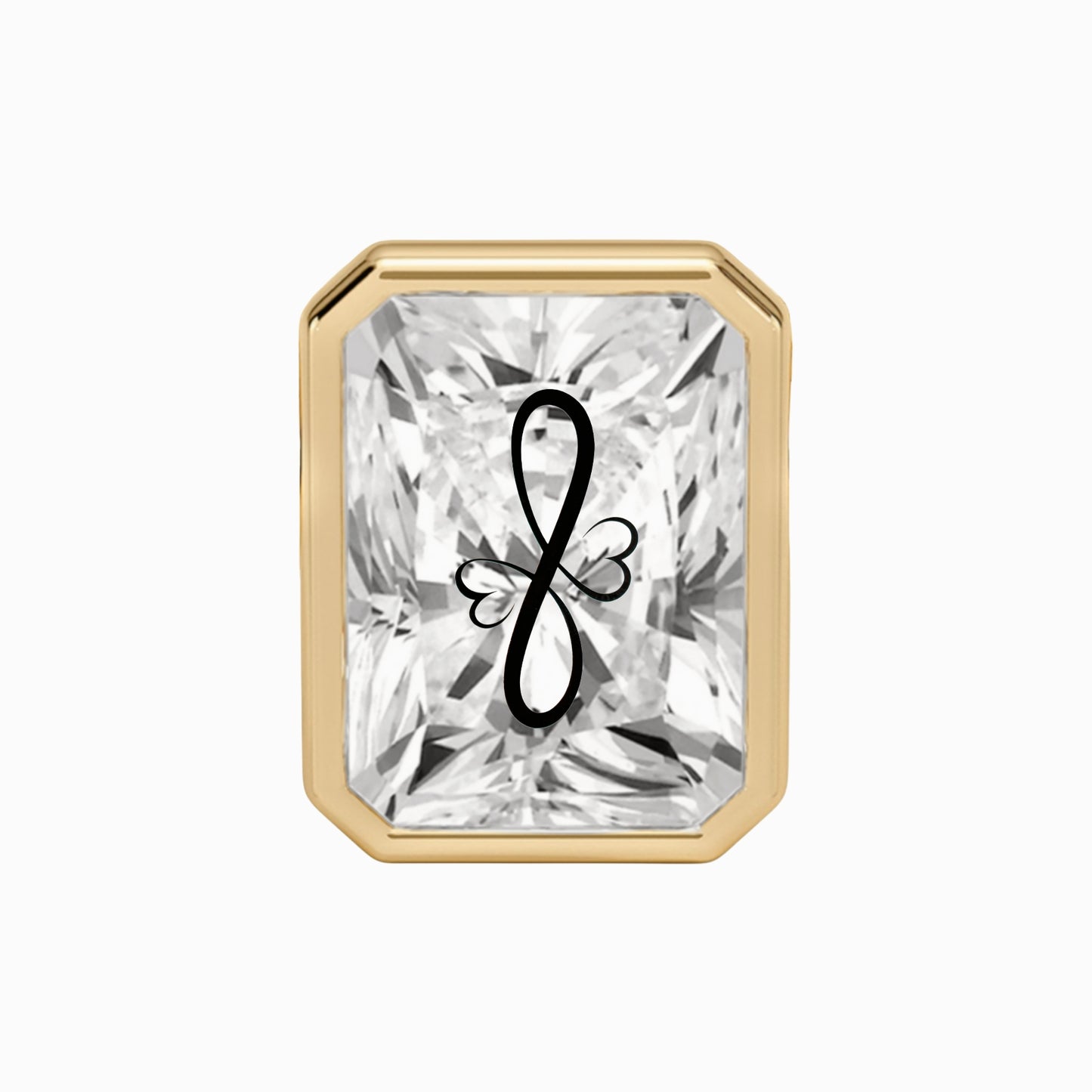 עגיל יהלום מעבדה רדיאן עם חריטת לייזר אינפיניטי לבבות – שיבוץ בזל זהב 14 קראט צהוב/לבן/רוז גולד