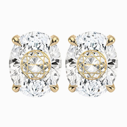Laser Engrave Onto A Center Of Lab Grown Diamonds Oval Earring Personalized Engraved 14K Gold
