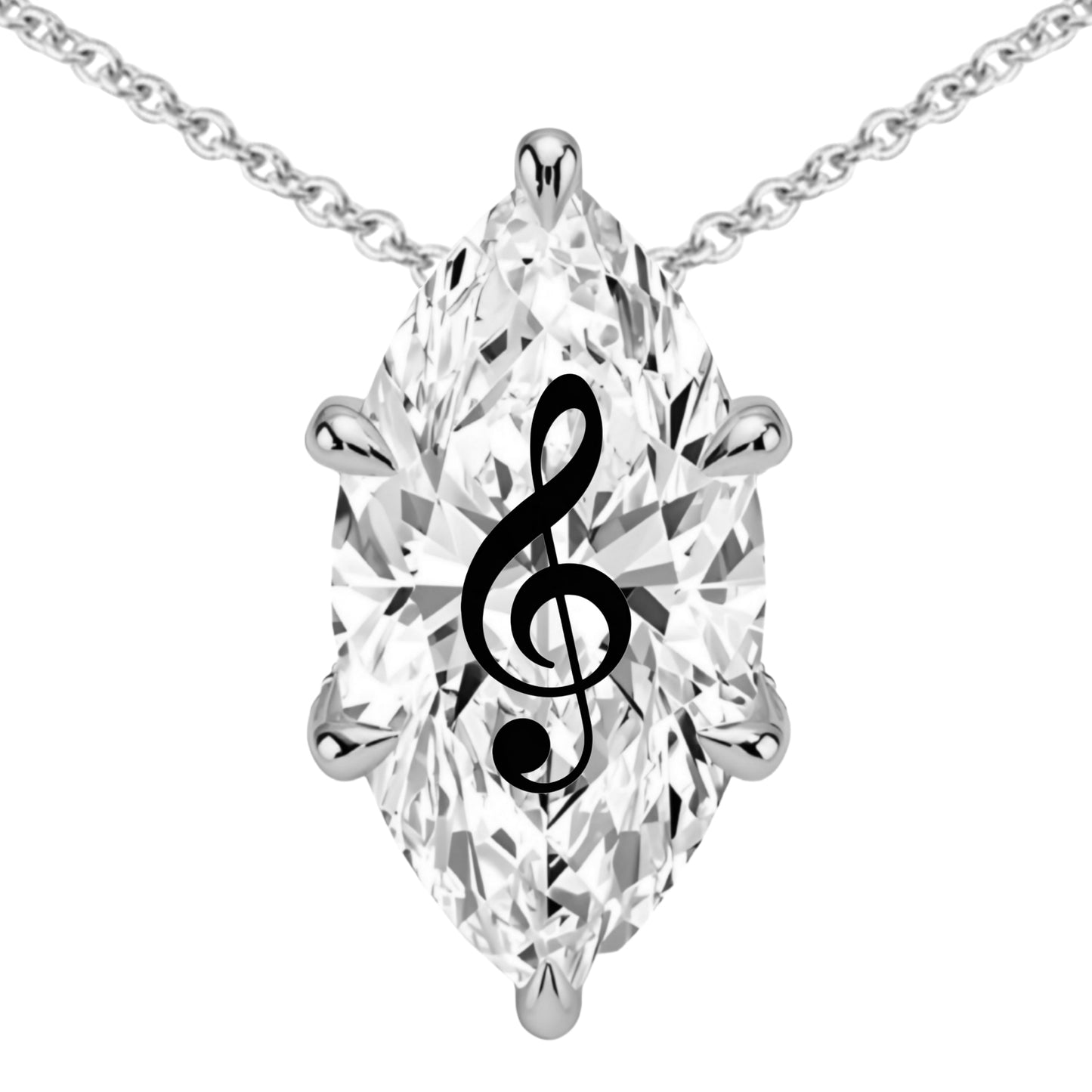 Lab Grown Diamond Marquise Necklace With Music Laser Engraved On The Diamond