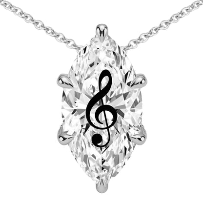 Lab Grown Diamond Marquise Necklace With Music Laser Engraved On The Diamond